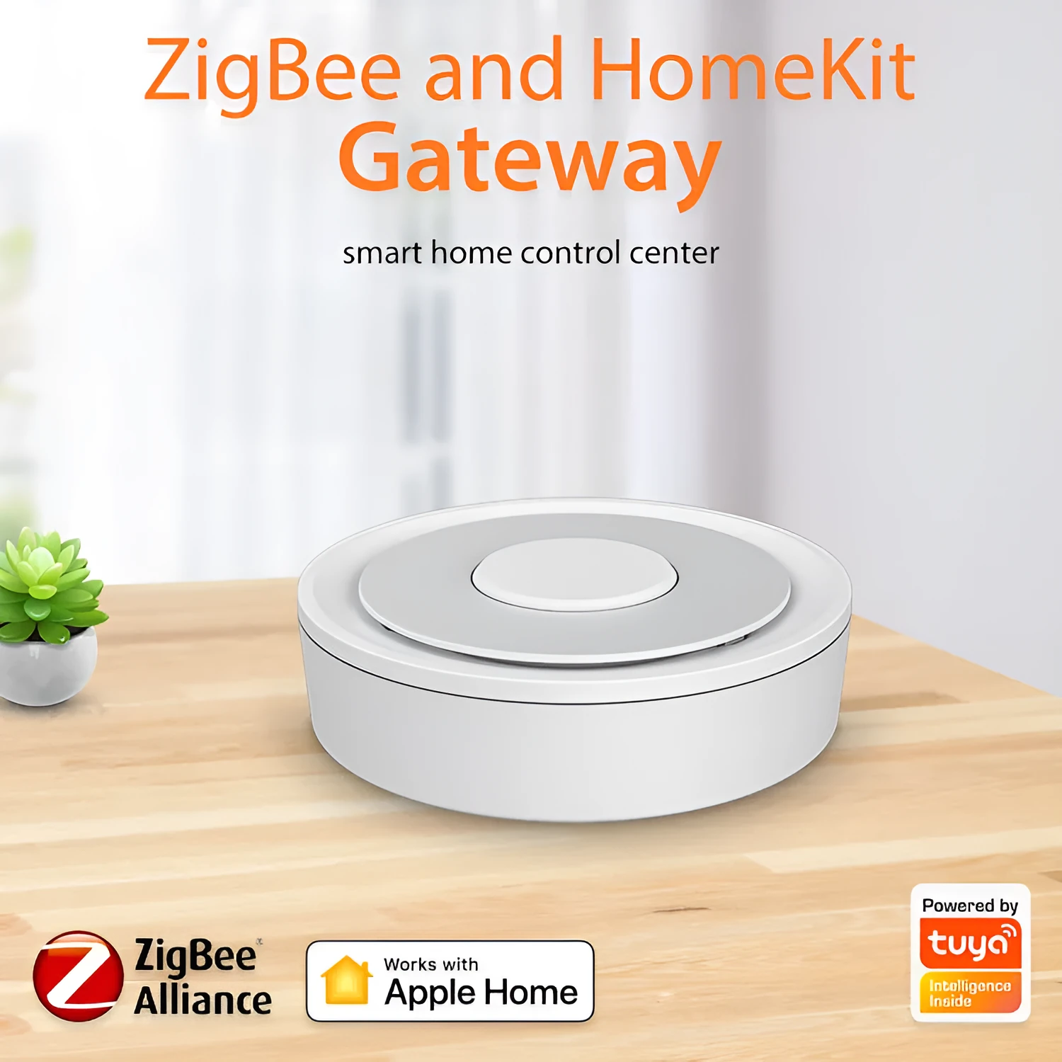 White square ZigBee smart home gateway hub with dimensions 78mm x 78mm.