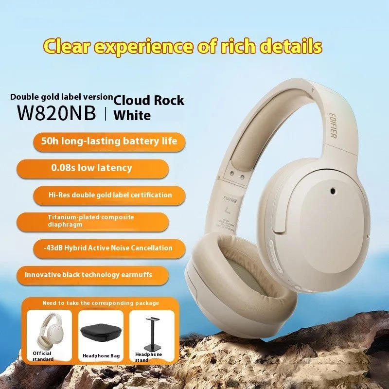 Active noise reduction Bluetooth headset in grey with head-mounted design and over-ear cups