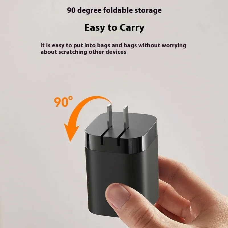 Black 65W fast charge telescopic Type-C cable with PD protocol for multi-port chargers