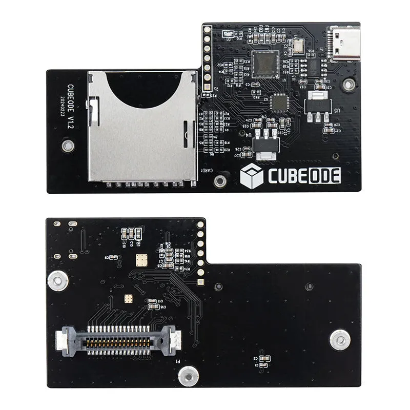NGC CUBEODE V12 optical drive simulator for Gamecube, black ABS board with SD card extension cable and screws, boxed