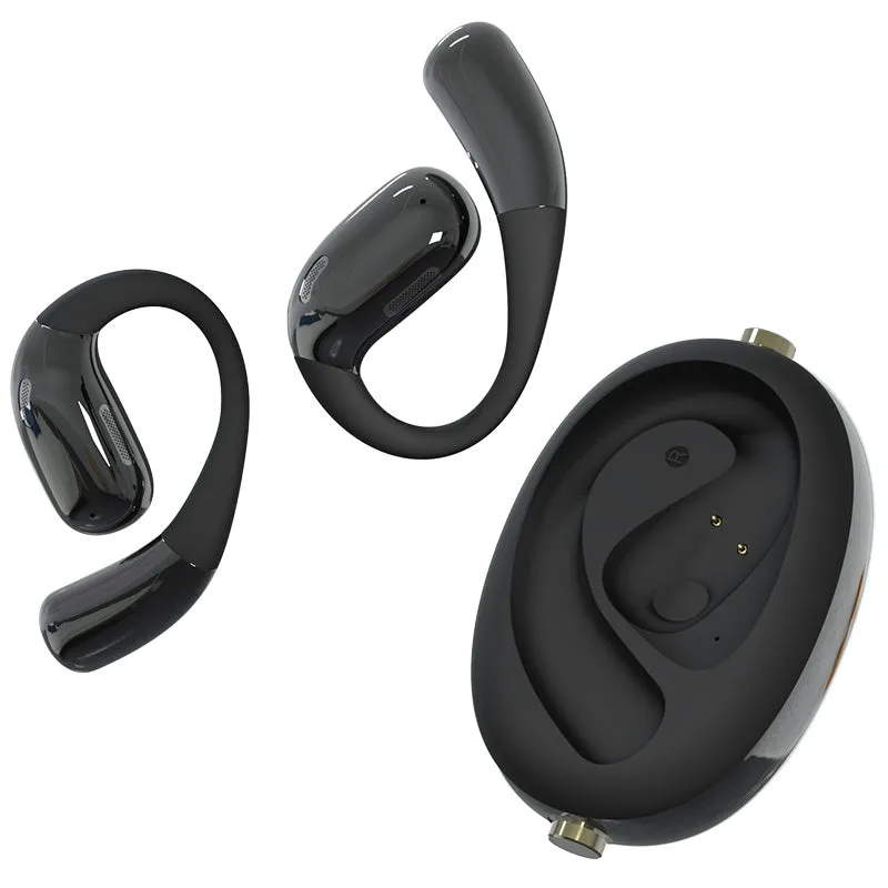 Wireless AI translation noise-reduction Bluetooth headset with ear hook in black colour