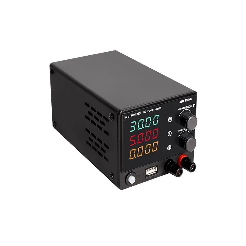 DC regulated power supply 30V 5A 150W with LED display and protection features on workbench