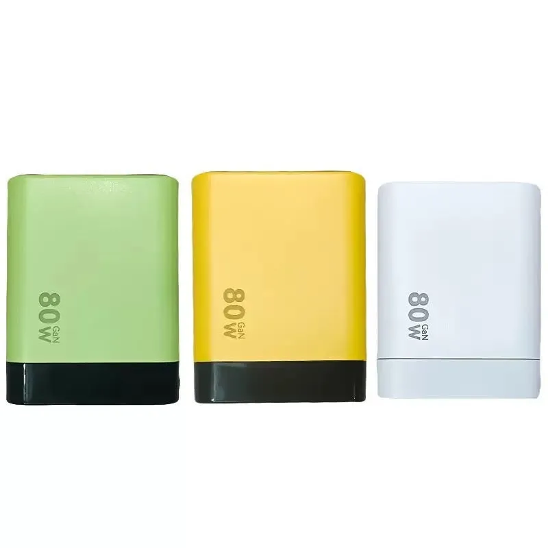 Gallium nitride charger with Type-C PD port in lightning yellow colour for phone fast charge