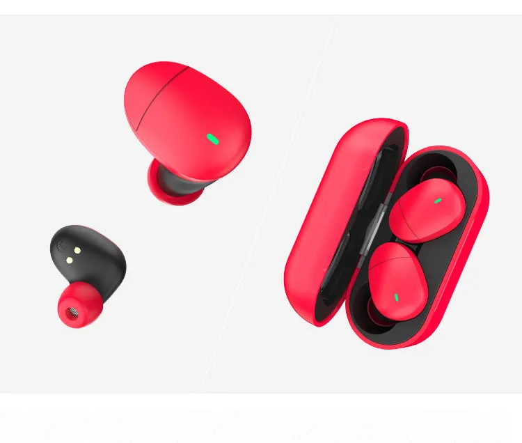 Flame red Qualcomm TWS 3040 Bluetooth 5.2 wireless headphones with earplug design