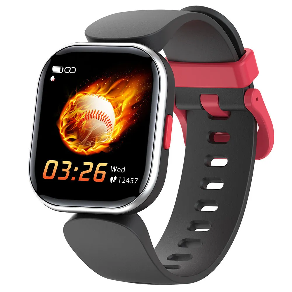 H99 children's smartwatch with heart rate and body temperature monitoring on 1.4-inch TFT colour screen black blue pink purple