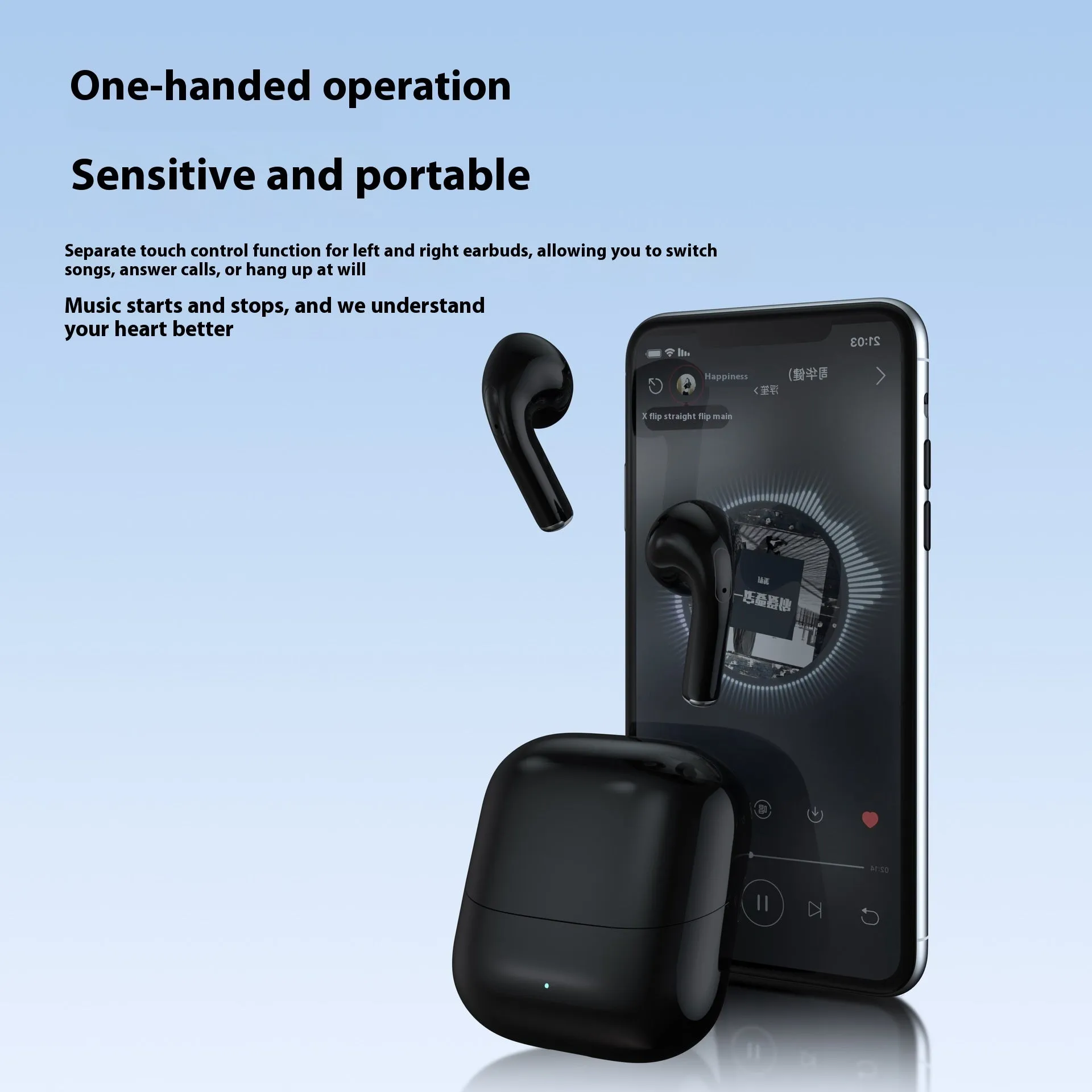 In-ear TWS Bluetooth headset with 15m range, waterproof, voice control, multiple colour options