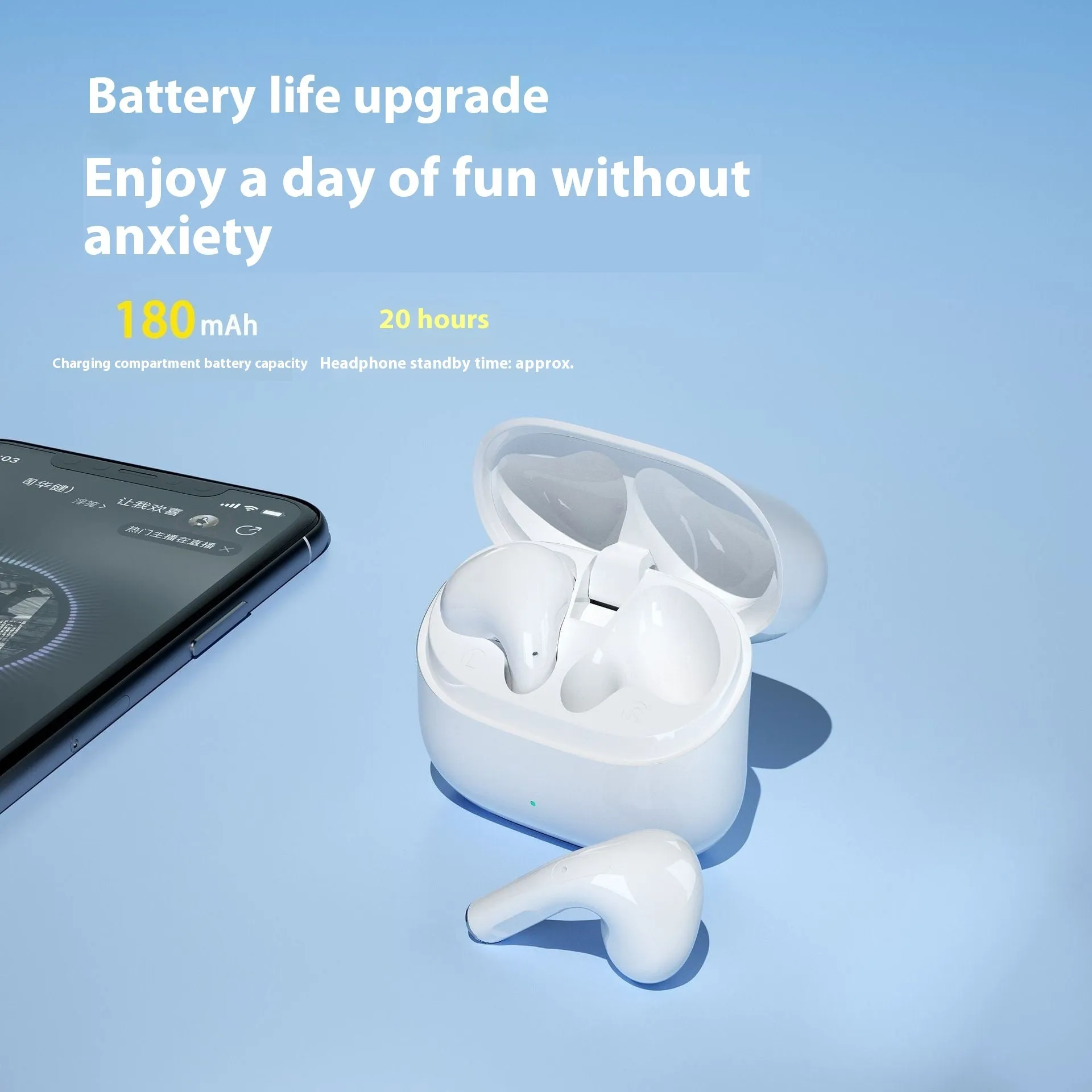 In-ear TWS Bluetooth headset with 15m range, waterproof, voice control, multiple colour options