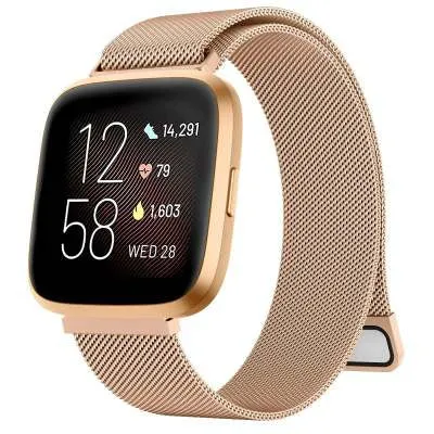 Nylon loop watch band for Fitbit Versa 2 and Sense 2 with velcro closure in army green colour