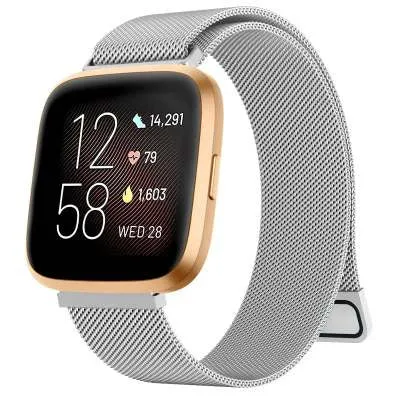 Nylon loop watch band for Fitbit Versa 2 and Sense 2 with velcro closure in army green colour