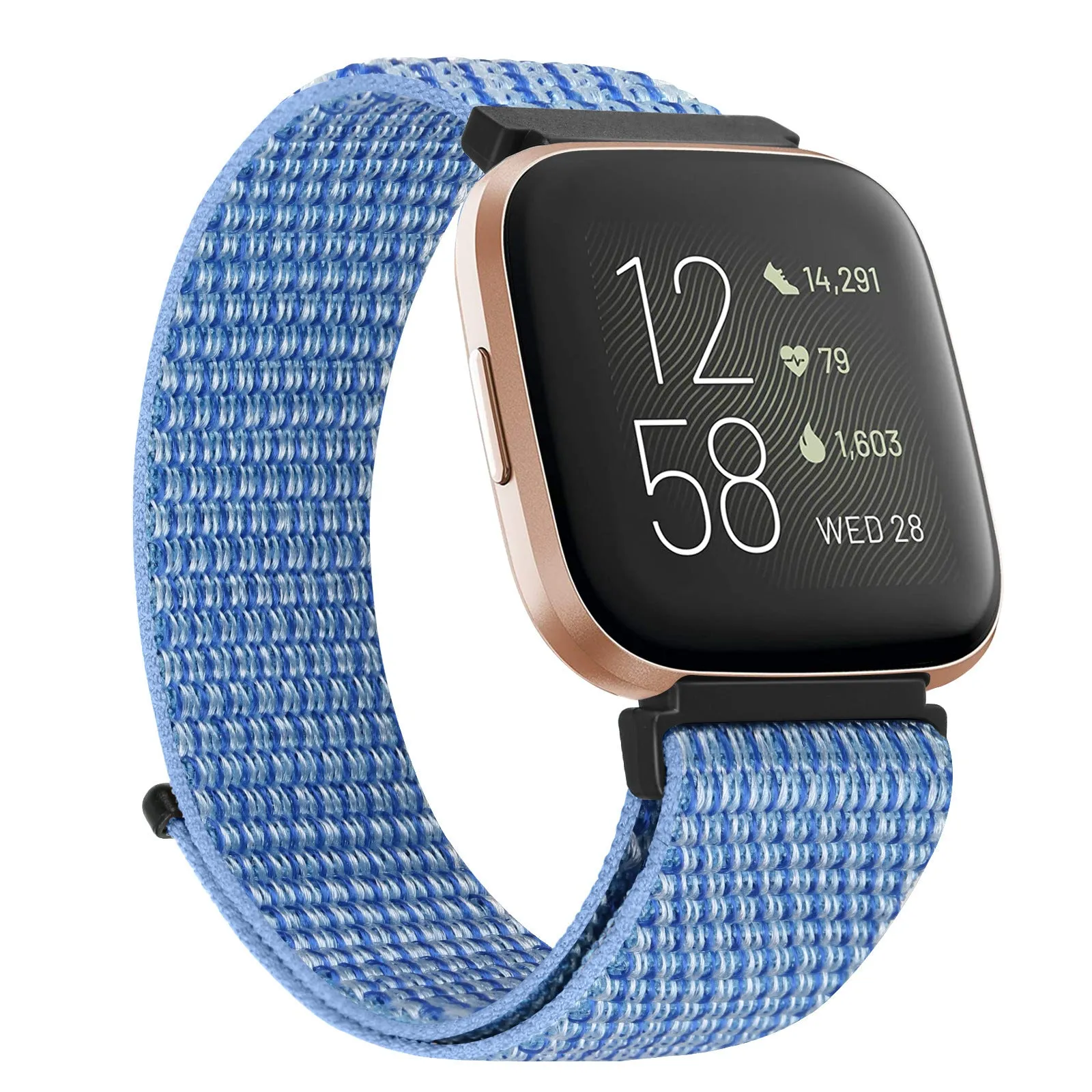 Nylon loop watch band for Fitbit Versa 2 and Sense 2 with velcro closure in army green colour