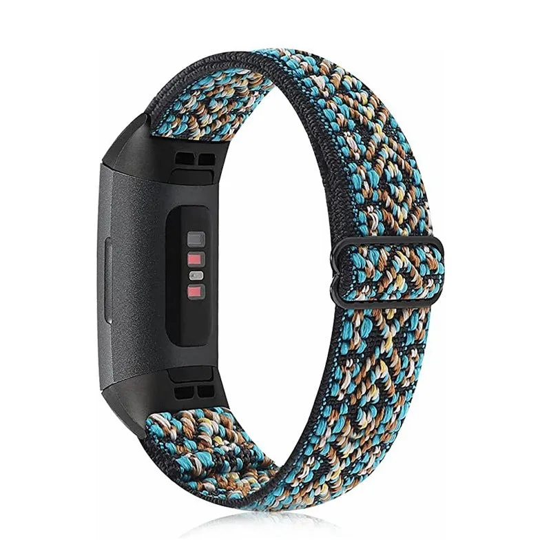 Nylon elastic strap with metal toe cap for Fitbit Charge 6, black colour variant