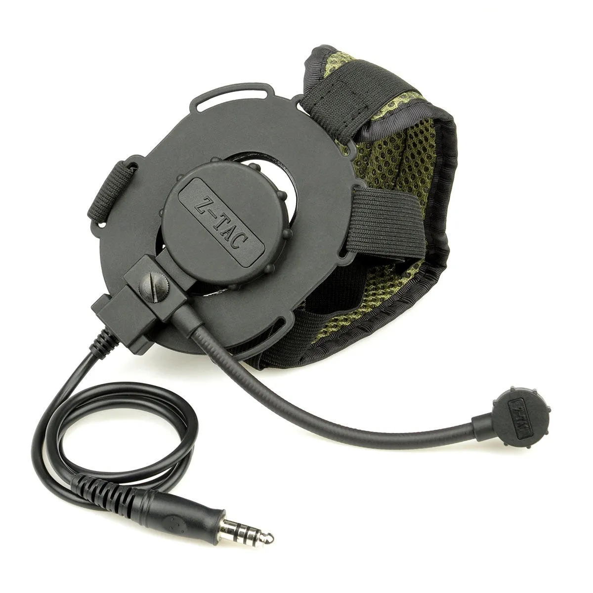 Outdoor field tactical 3-generation headset in nylon, head-mounted design, black colour