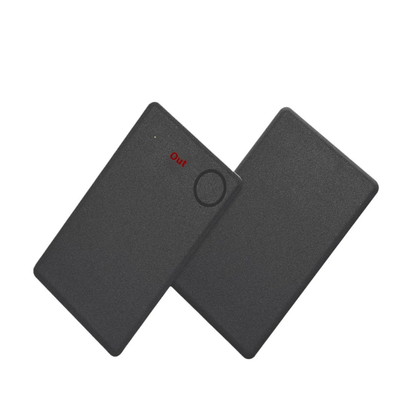 Black universal card anti-lost locator with Bluetooth 5.0, ABS construction, and hanging loop