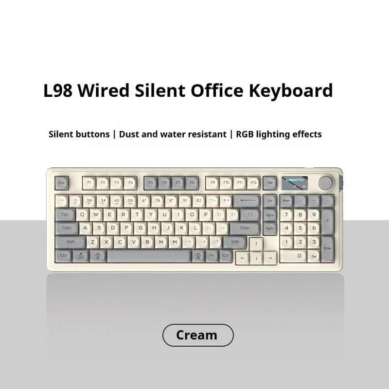 Wired keyboard with RGB light effects in Cream Knight colour, ABS build, 43mm height, 1.5m cable, desktop use