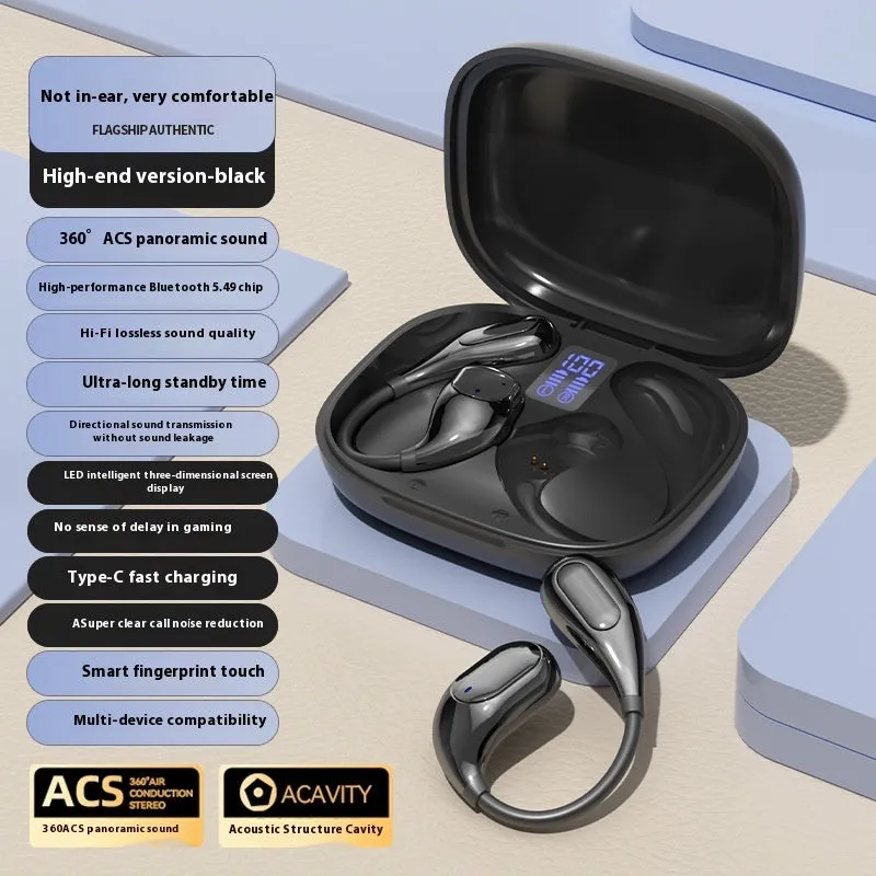 0 sense wear wireless Bluetooth earbuds in black with digital display and breathing light