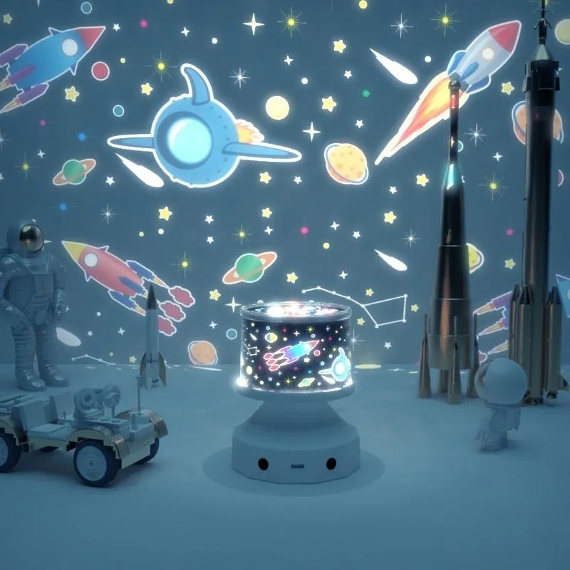 Creative star light projection lamp with Bluetooth stereo showing multiple music-synchronised patterns