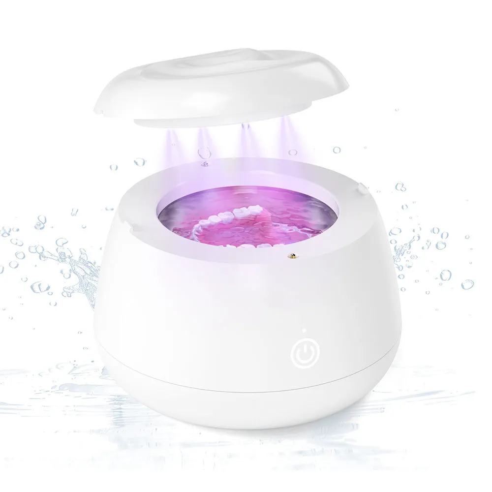 Ultrasonic portable waterproof denture and tooth socket cleaning machine with USB power, white plastic, 300ml capacity