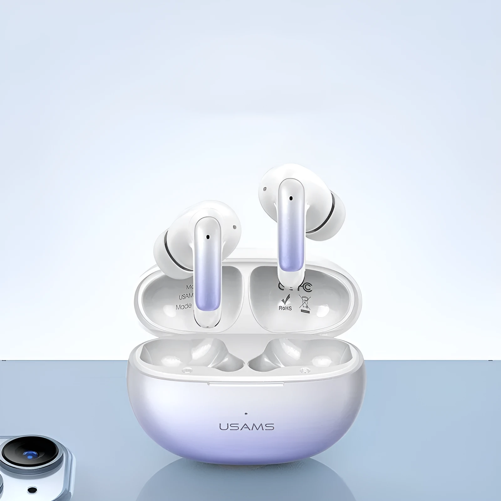 Wireless Bluetooth gaming headset in gradient blue colour showing eSports mode and sports design features