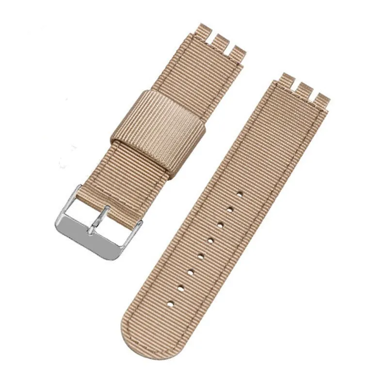 Nylon canvas watch strap in black with silver buckle, 20mm width, Business All-Match style