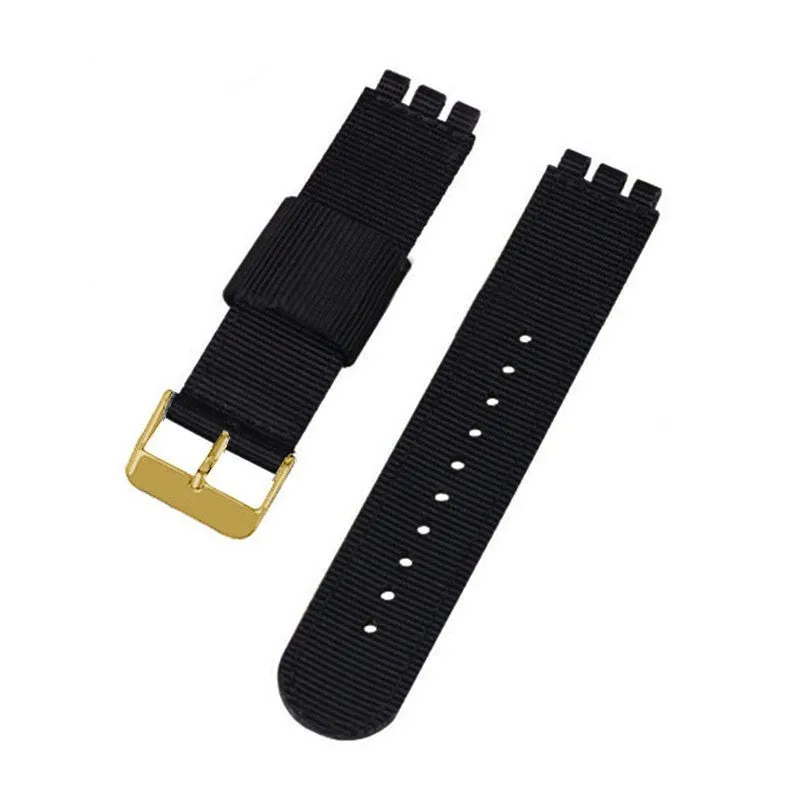 Nylon canvas watch strap in black with silver buckle, 20mm width, Business All-Match style