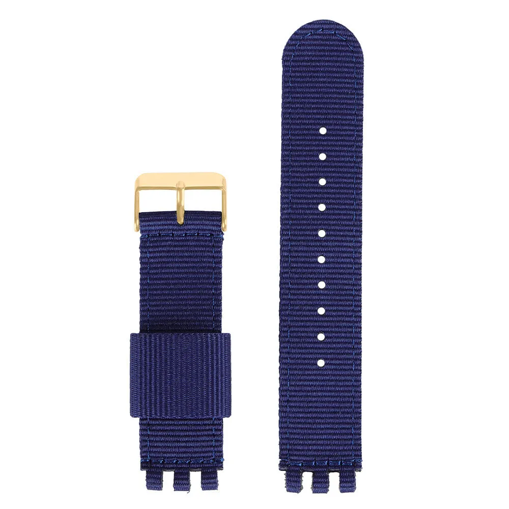 Nylon canvas watch strap in black with silver buckle, 20mm width, Business All-Match style