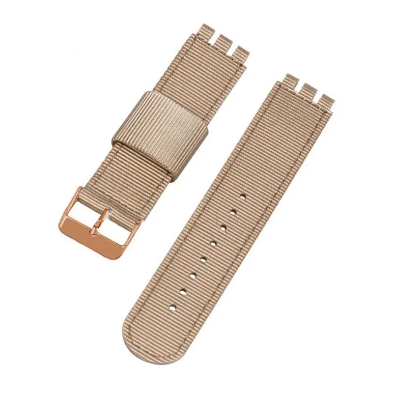Nylon canvas watch strap in black with silver buckle, 20mm width, Business All-Match style