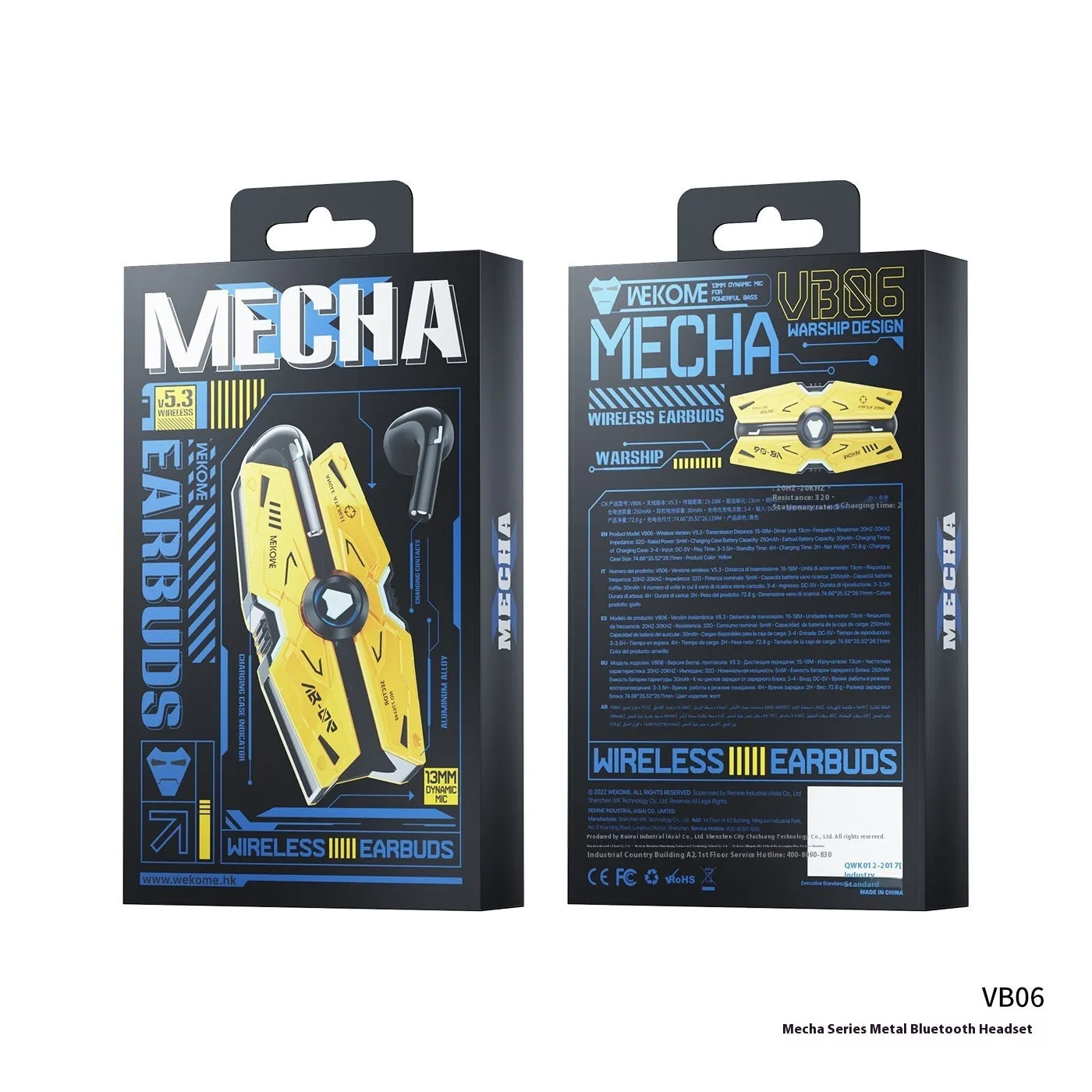 Mech Battleship three-generation alloy Bluetooth headset in tarnish, earplug style, metal construction
