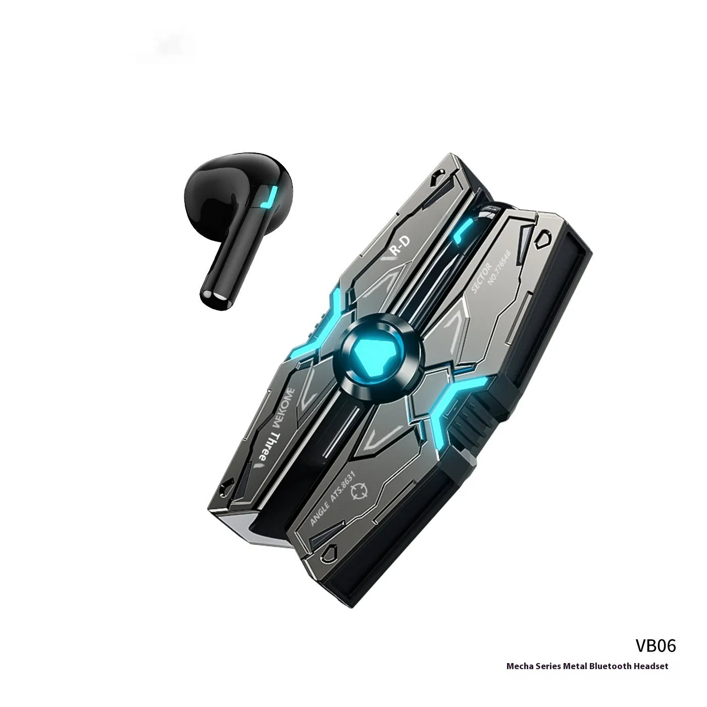 Mech Battleship three-generation alloy Bluetooth headset in tarnish, earplug style, metal construction