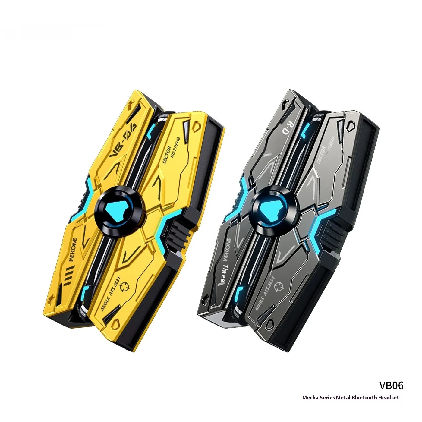 Mech Battleship three-generation alloy Bluetooth headset in tarnish, earplug style, metal construction