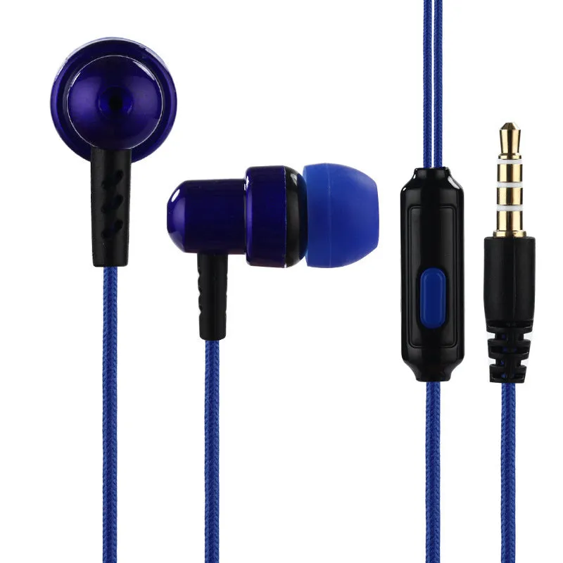 Direct-plug wired in-ear gaming headset with silicone earplugs, braided cable, and built-in microphone in black