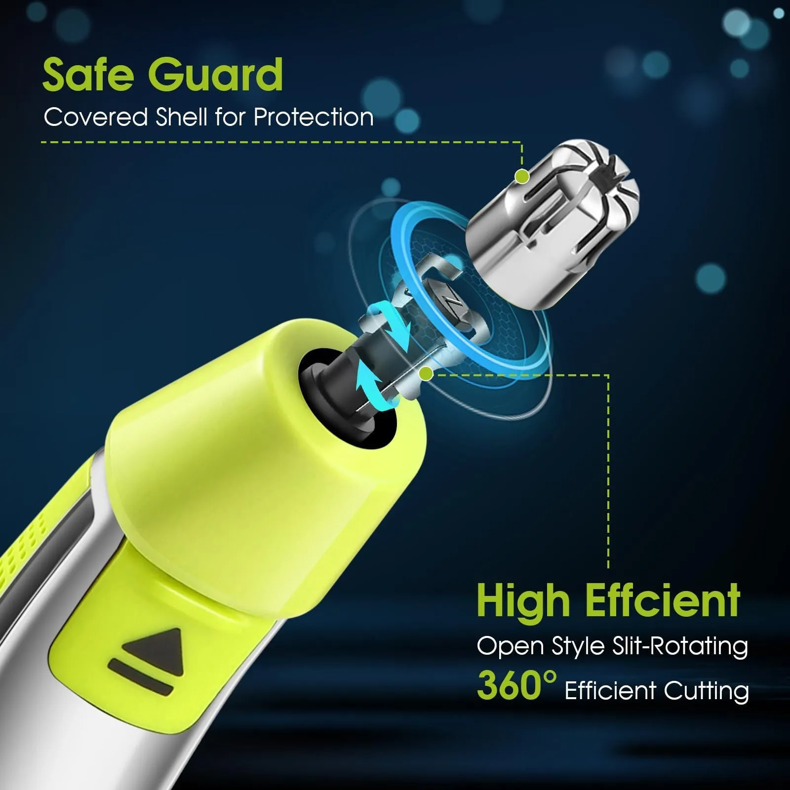 Green nose hair trimmer replacement cutter head made from ABS and stainless steel for Philips pogonotomy shavers