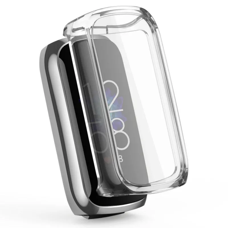 Fitbit Luxe TPU electroplating watch case in transparent colour, soft rubber screen protector, all-inclusive coverage