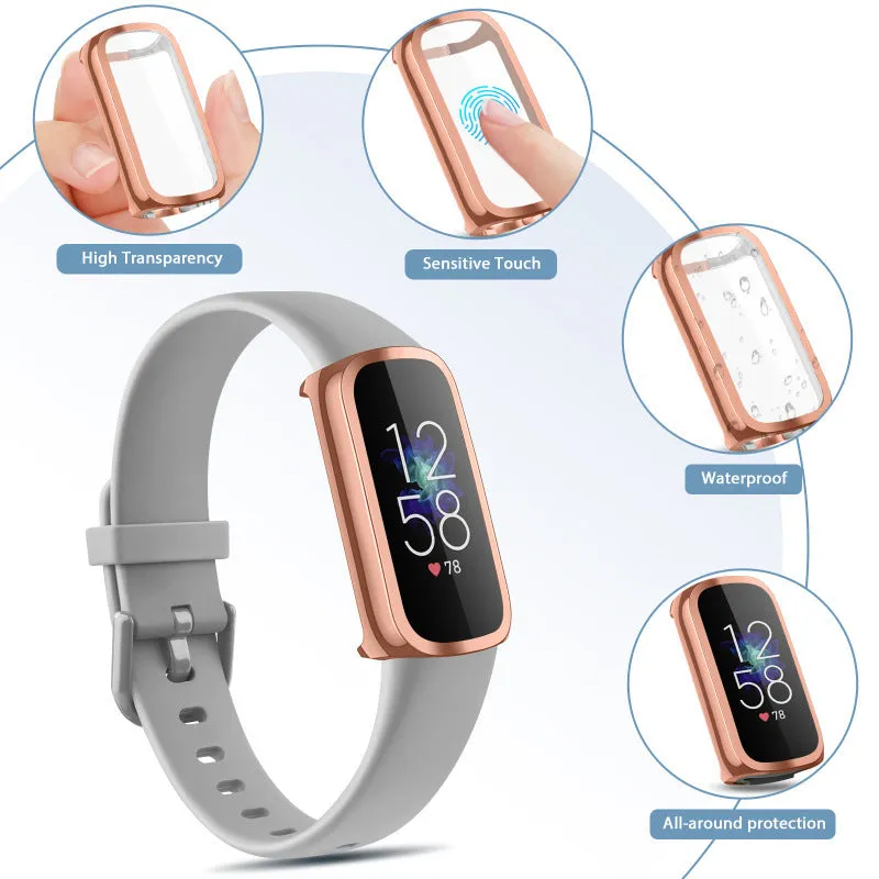 Fitbit Luxe TPU electroplating watch case in transparent colour, soft rubber screen protector, all-inclusive coverage