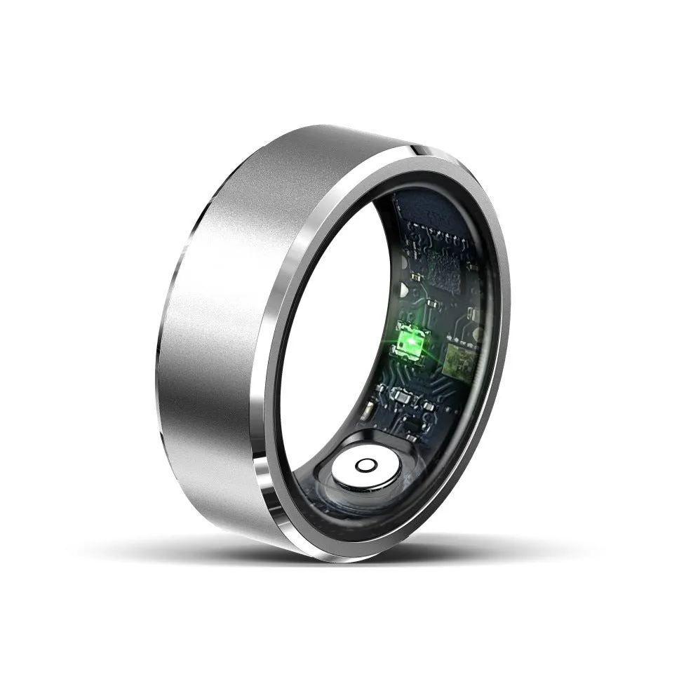 Smart ring with heart rate blood oxygen sleep monitoring, waterproof 30m, stainless steel band, pink colour