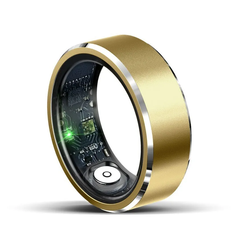 Smart ring with heart rate blood oxygen sleep monitoring, waterproof 30m, stainless steel band, pink colour