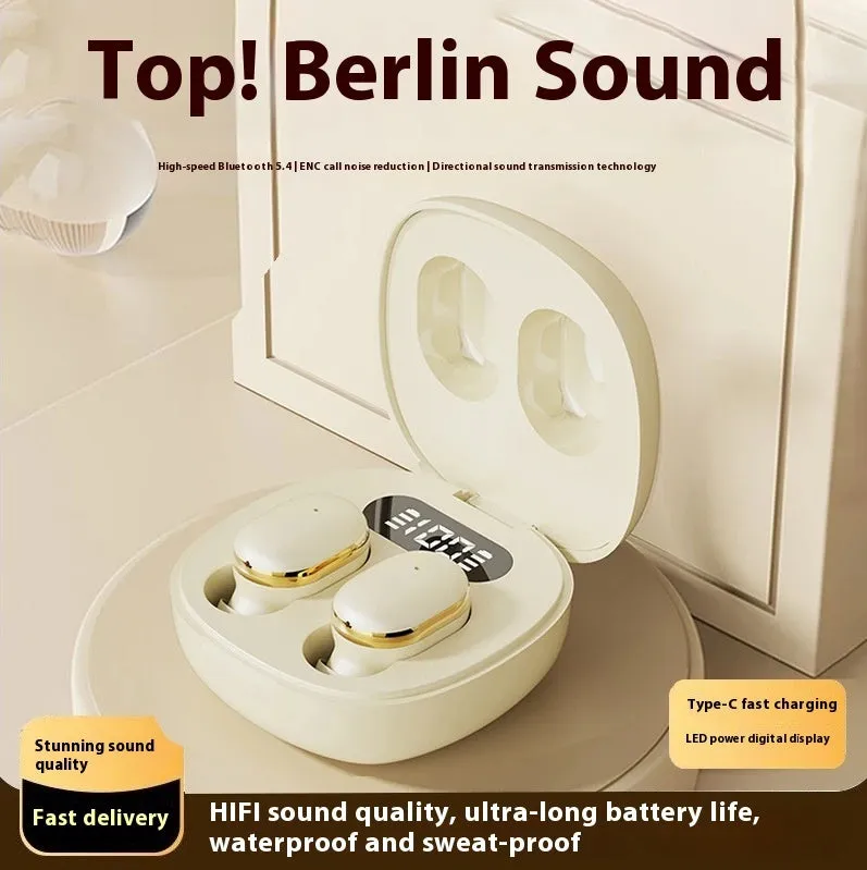 Wireless Bluetooth in-ear headset with digital display screen in black colour