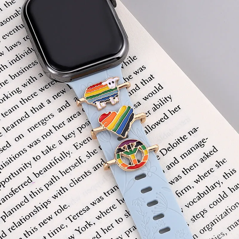 Apple Watch cartoon rainbow love metal wall clock band simple style table buckle close up