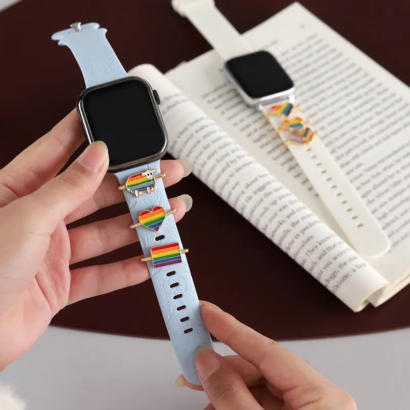 Apple Watch cartoon rainbow love metal wall clock band simple style table buckle close up