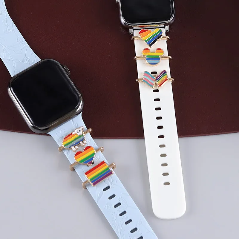 Apple Watch cartoon rainbow love metal wall clock band simple style table buckle close up