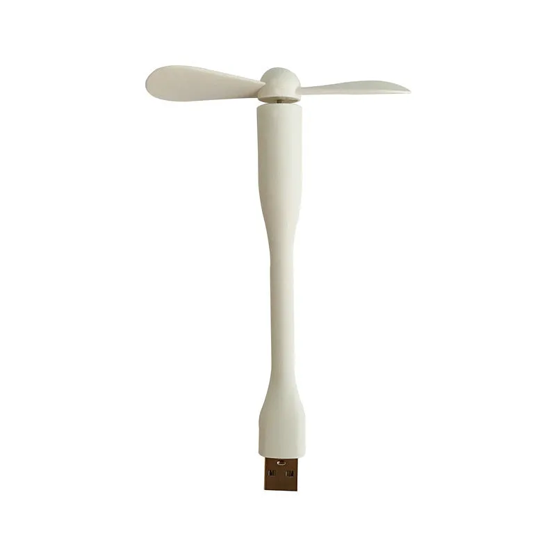 USB electric fan in blue plastic with blades and USB cable, portable for power bank use