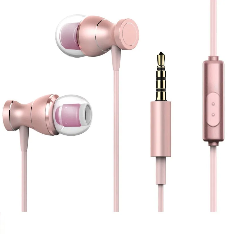 In-ear headphones with a 3.5mm plug and straight cable, showing silicone earplugs in one of four colour options.