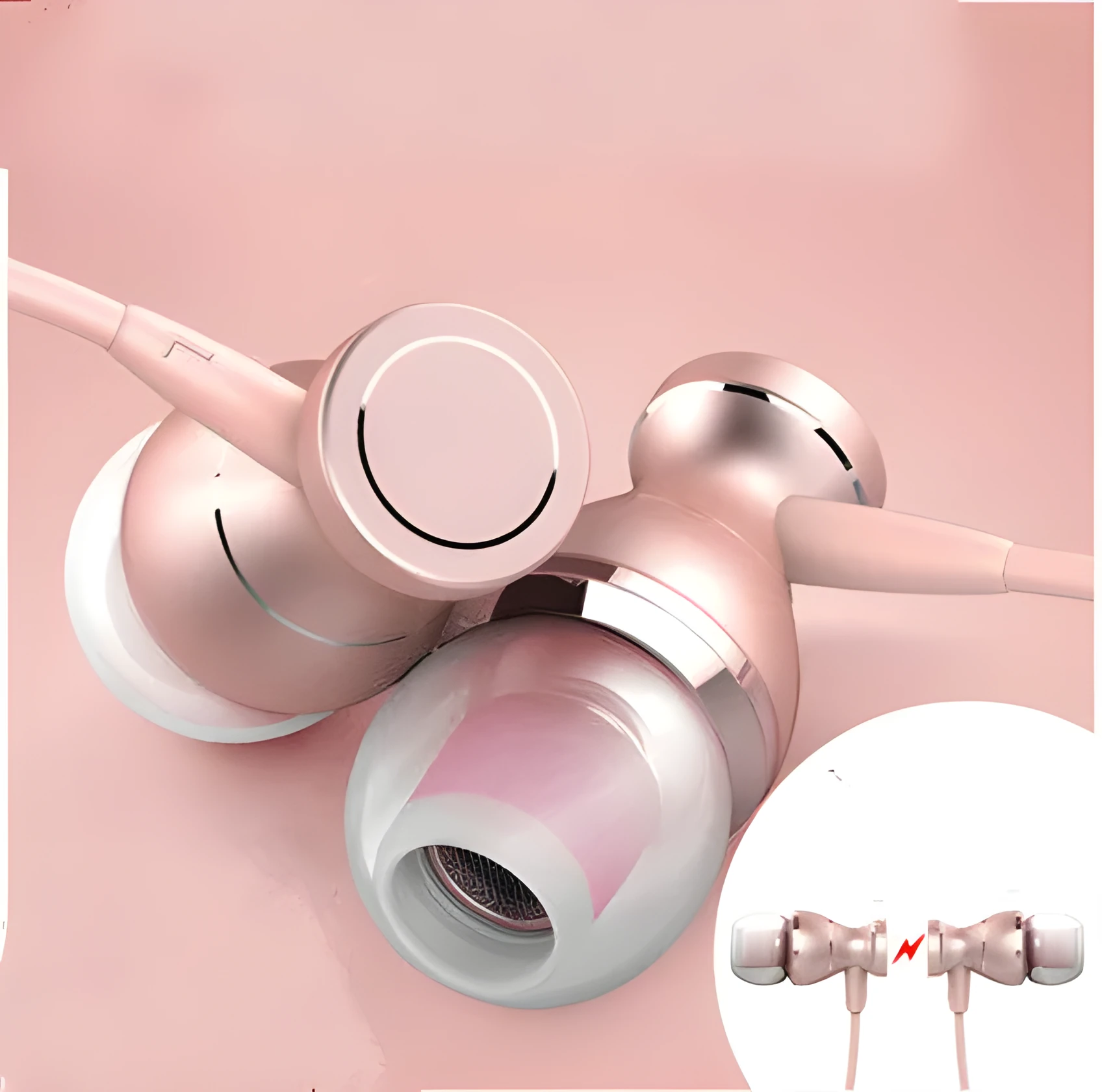 In-ear headphones with a 3.5mm plug and straight cable, showing silicone earplugs in one of four colour options.
