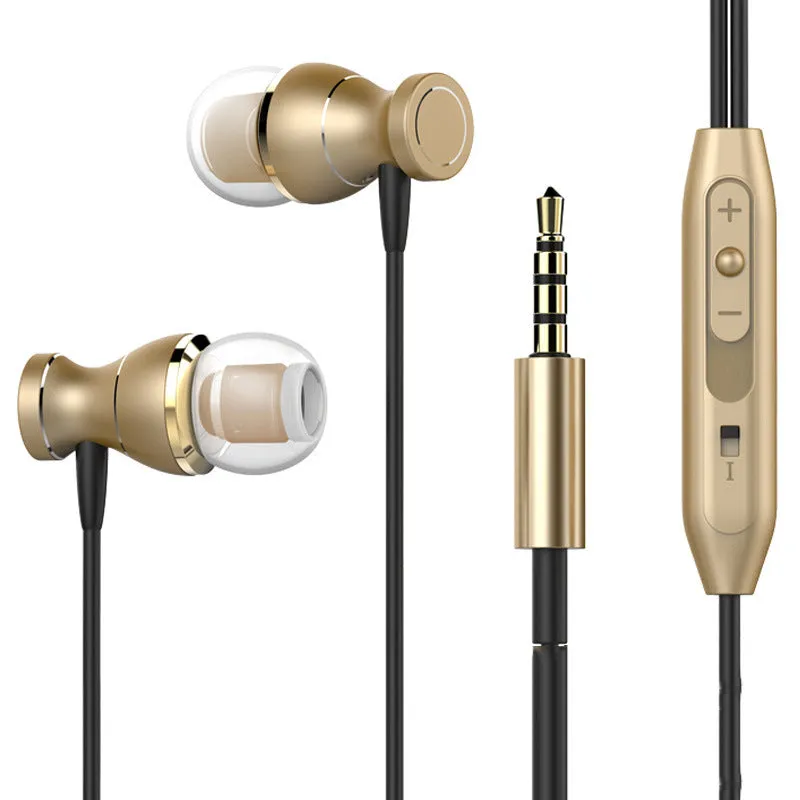 In-ear headphones with a 3.5mm plug and straight cable, showing silicone earplugs in one of four colour options.