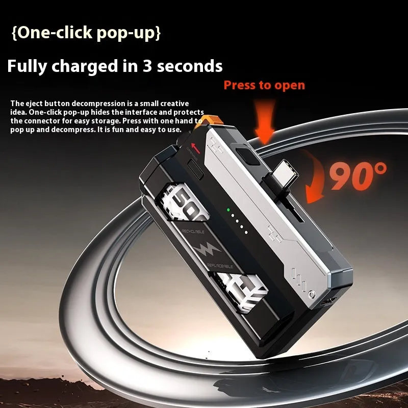 Capsule power bank with hanging buckle, 25000mAh fast charge, available in Type-C and Lightning