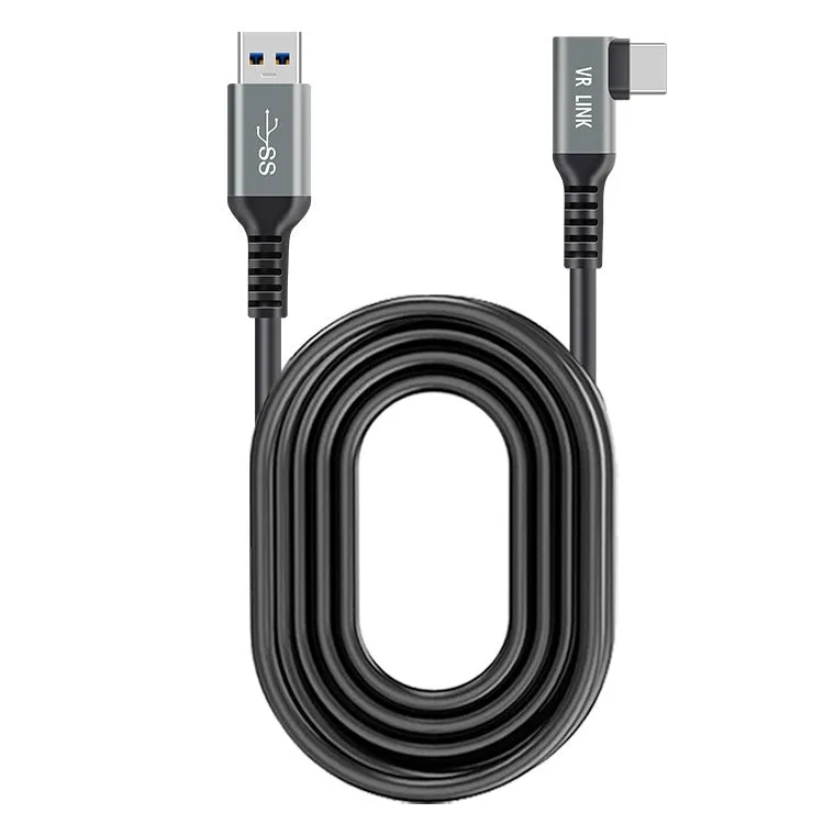 Streaming Line 18W fast charging cable in black with aluminium shell, 5m length