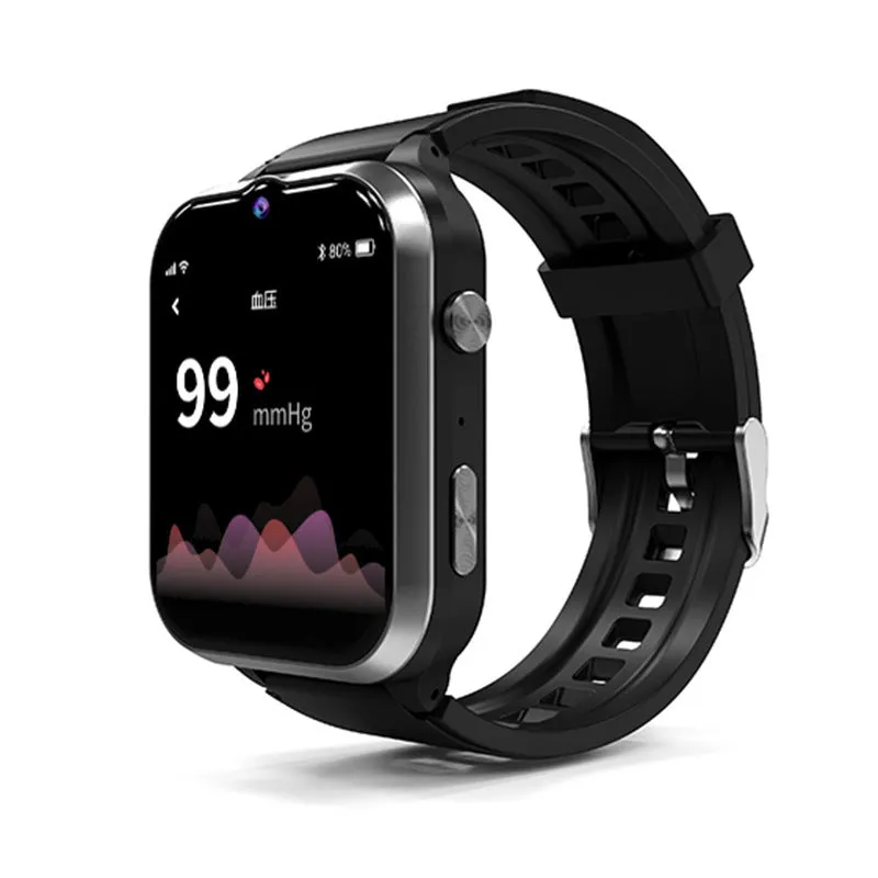 Elderly positioning smart phone watch with 1.83 inch screen, ABS silicone strap, fashion silver black colour