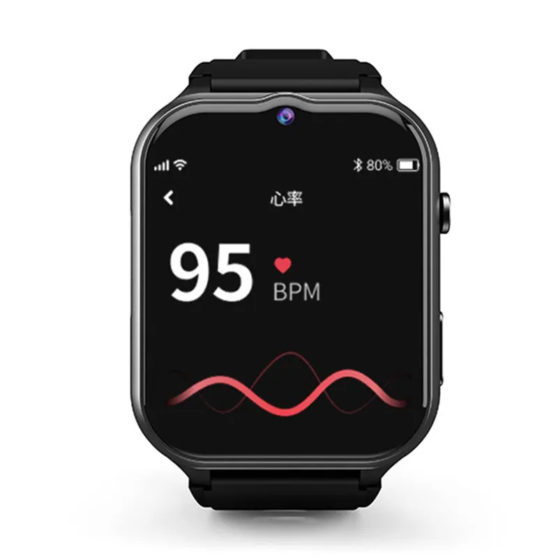 Elderly positioning smart phone watch with 1.83 inch screen, ABS silicone strap, fashion silver black colour