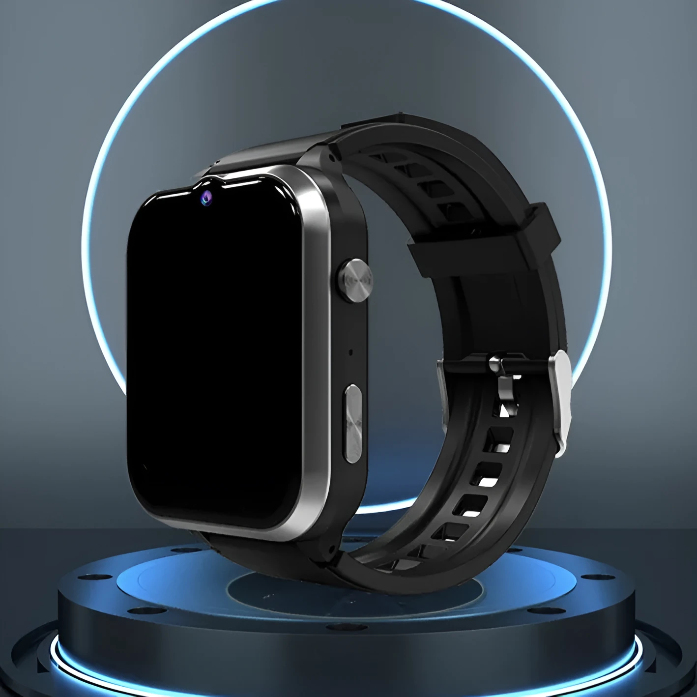 Elderly positioning smart phone watch with 1.83 inch screen, ABS silicone strap, fashion silver black colour