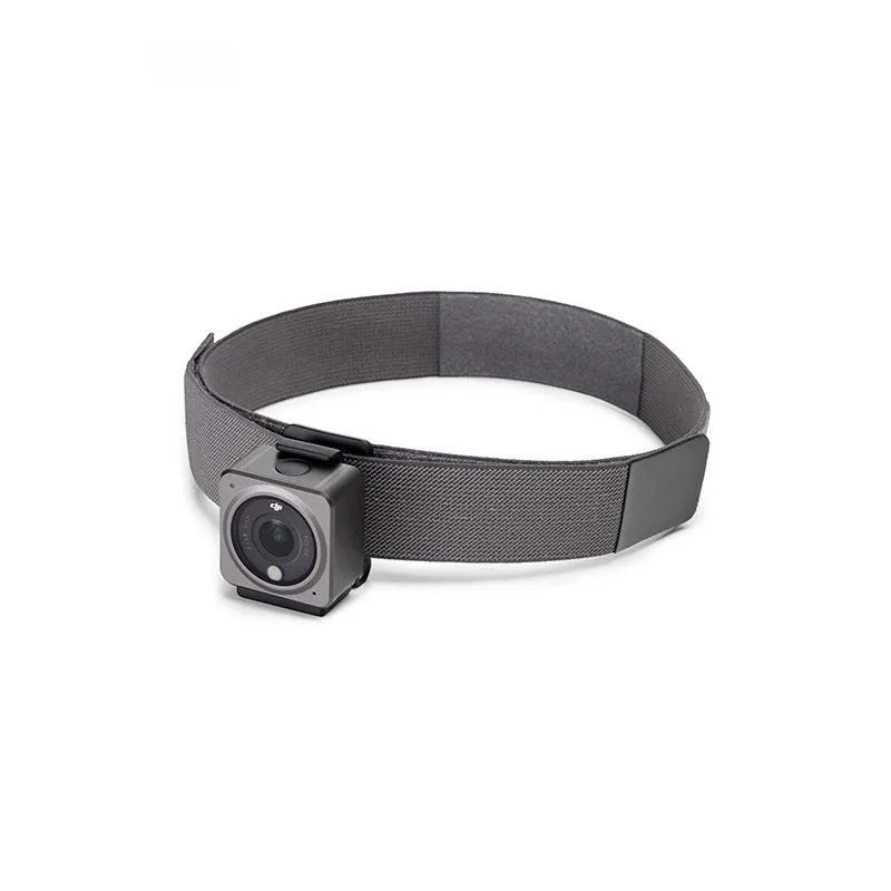 DJI Osmo Action 2 magnetic suction headband with polyester strap and plastic mount on a white background