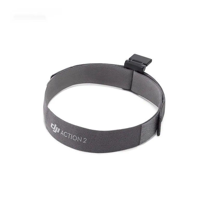 DJI Osmo Action 2 magnetic suction headband with polyester strap and plastic mount on a white background